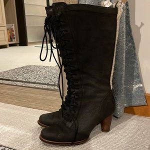 UGG Black Heeled Lace-Up Boots
